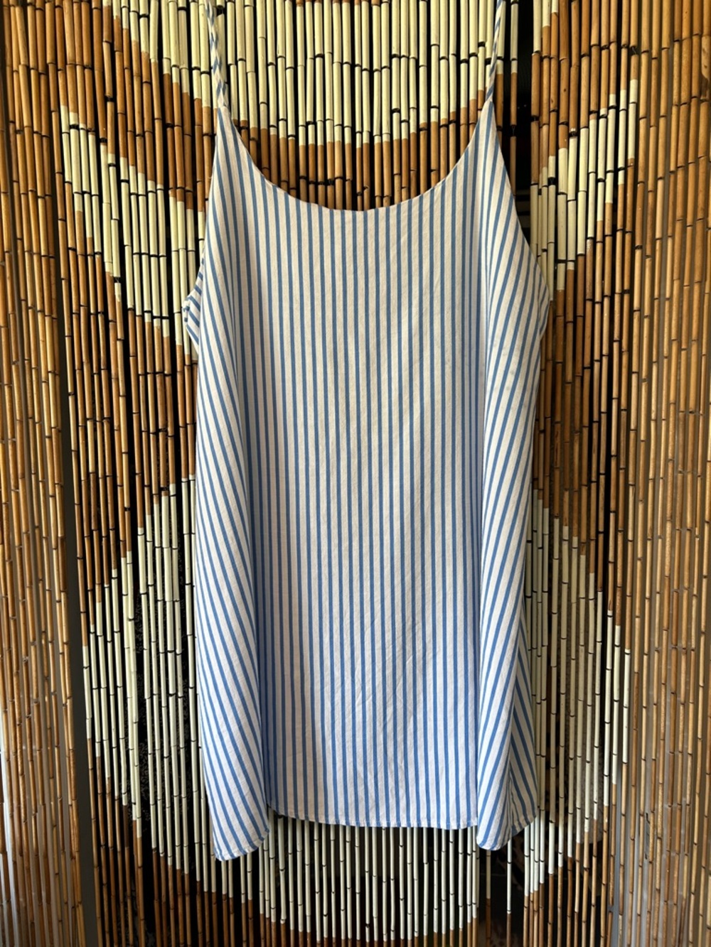 Cupshe XL Blue and White Striped Sleeveless Slip Dress
